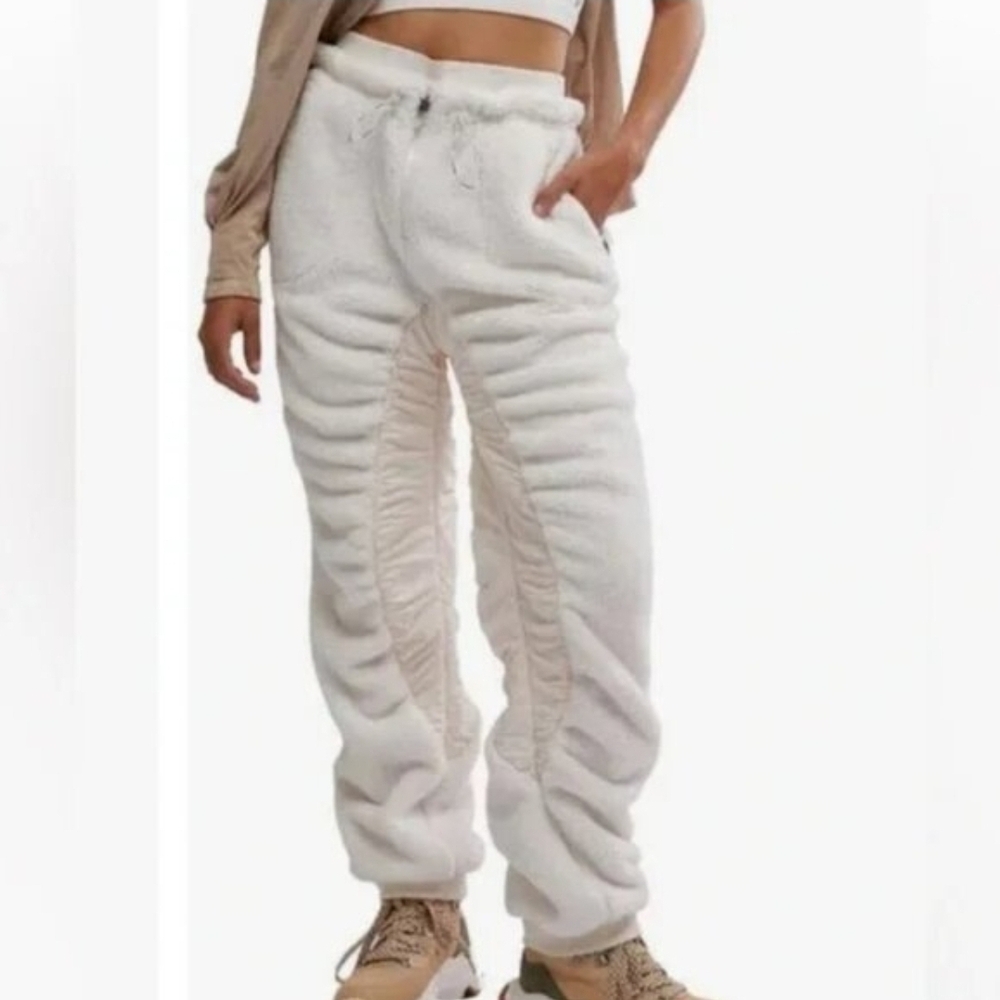 Free People Movement-Women M Ivory Sundown Fleece Sweatpants Oversized - Picture 3 of 8